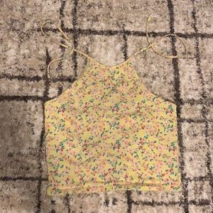 Yellow, Multicolored Flower Forever 21 Halter Top